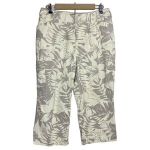 Caribbean Joe Capri Cargo Pants Womens 12P (31x20) Cropped Cotton Floral Beach